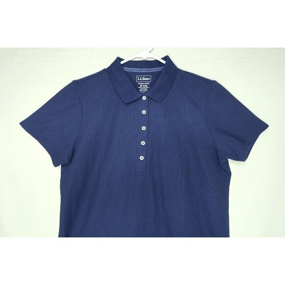 LL Bean Polo Shirt Short Sleeves Blue Slightly Fitted Mens Size Medium EUC - Picture 2 of 7